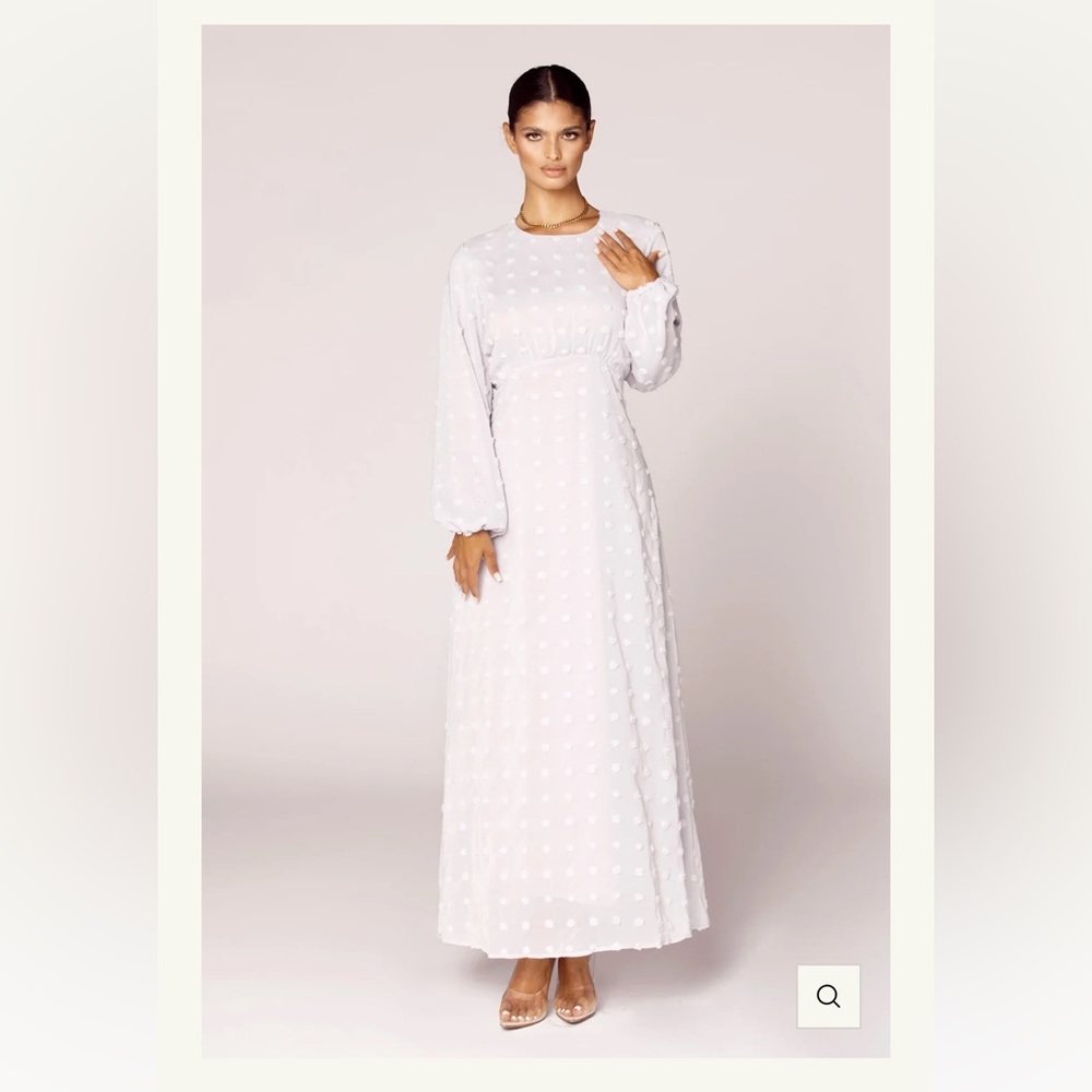 Veiled Lavender Swiss Dot Maxi Dress